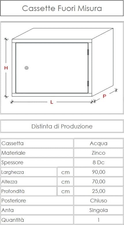 Cassetta per contatore acqua L 90 x H 70 x P 25cm con schienale per chiusura posteriore in Accessori Aloiserw.com - Altomonte, commercioVirtuoso.it