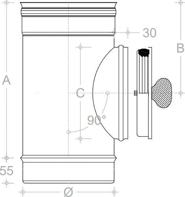 Modulo di ispezione a T da 130mm in acciaio inox 5 decimi AISI 316 in Tubi di scarico Aloiserw.com - Altomonte, commercioVirtuoso.it