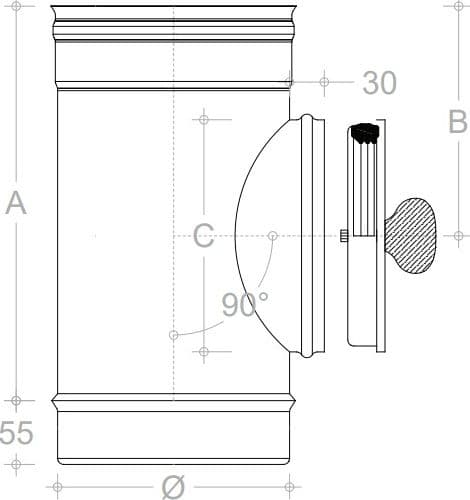 Modulo di ispezione a T da 130mm in acciaio inox 5 decimi AISI 316 in Tubi di scarico Aloiserw.com - Altomonte, commercioVirtuoso.it