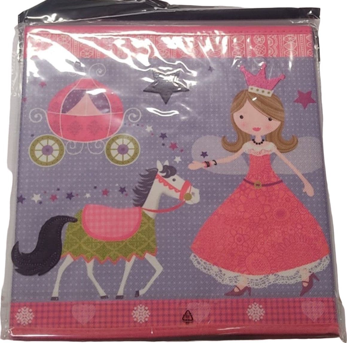 DOMOPAK - SCATOLA CUBICA "LIVING" PER ORGANIZZAZIONE CAMERETTA 32x32x32CM - PESCIOLINI / PRINCIPESSA CON CAVALLO
