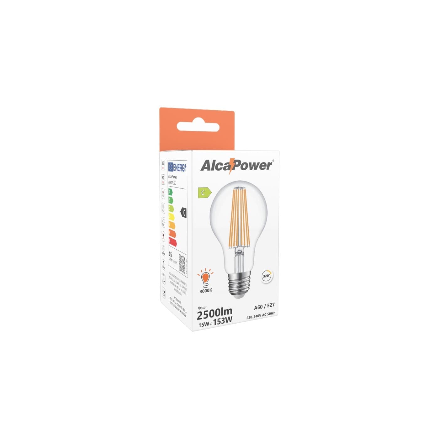 Alca Power A60 15W 220V 2500LM 3000K E27 lampada classica a filamento a led in Lampadine a LED Aloiserw.com - Altomonte, commercioVirtuoso.it