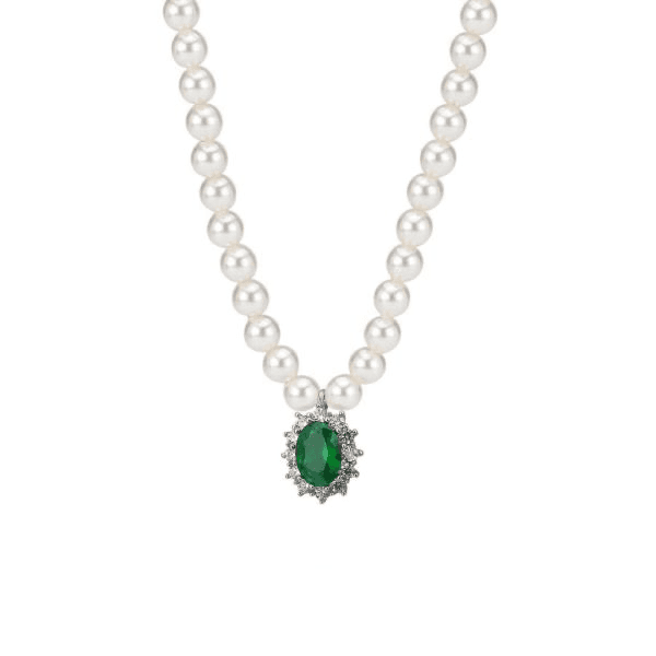 BOCCADAMO - Collana di perle con zircone fiore verde smeraldo  SOPHIE in Collane Alba Gioielli - Casoria, commercioVirtuoso.it