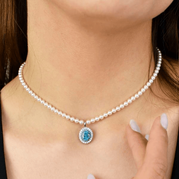 BOCCADAMO -  Collana di perle con zircone ovale acquamarina SOPHIE in Collane Alba Gioielli - Casoria, commercioVirtuoso.it