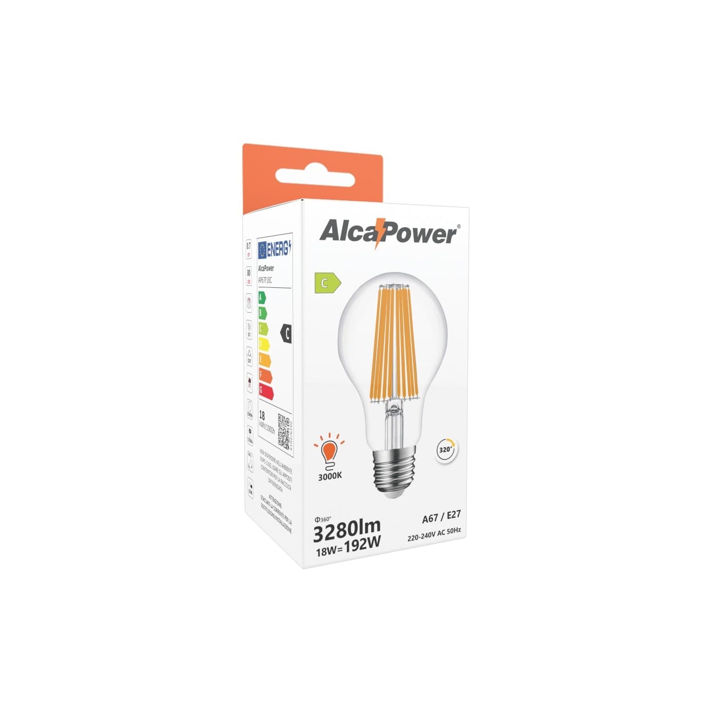 Alca Power A67 18W 220V 3280LM 3000K E27 lampada classica a filamento a led in Lampadine a LED Aloiserw.com - Altomonte, commercioVirtuoso.it
