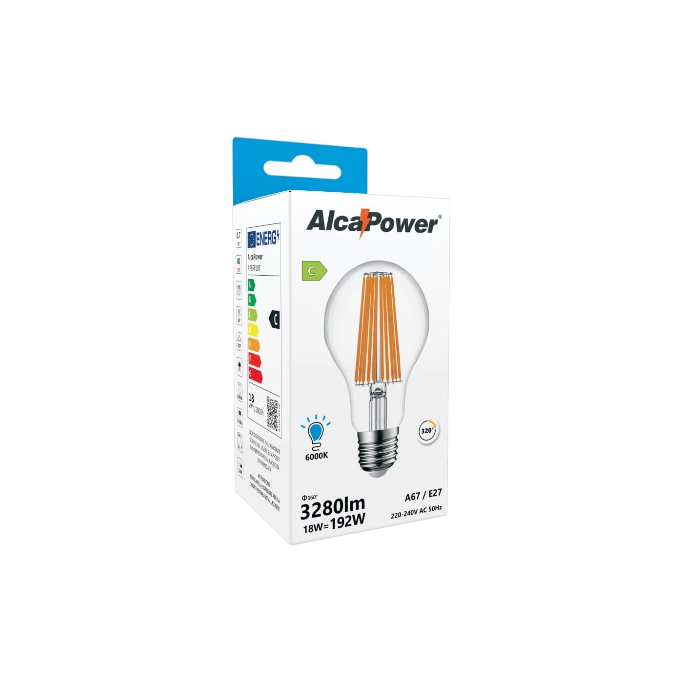 Alca Power A67 18W 220V 3280LM 6000K E27 lampada classica a filamento a led in Lampadine a LED Aloiserw.com - Altomonte, commercioVirtuoso.it