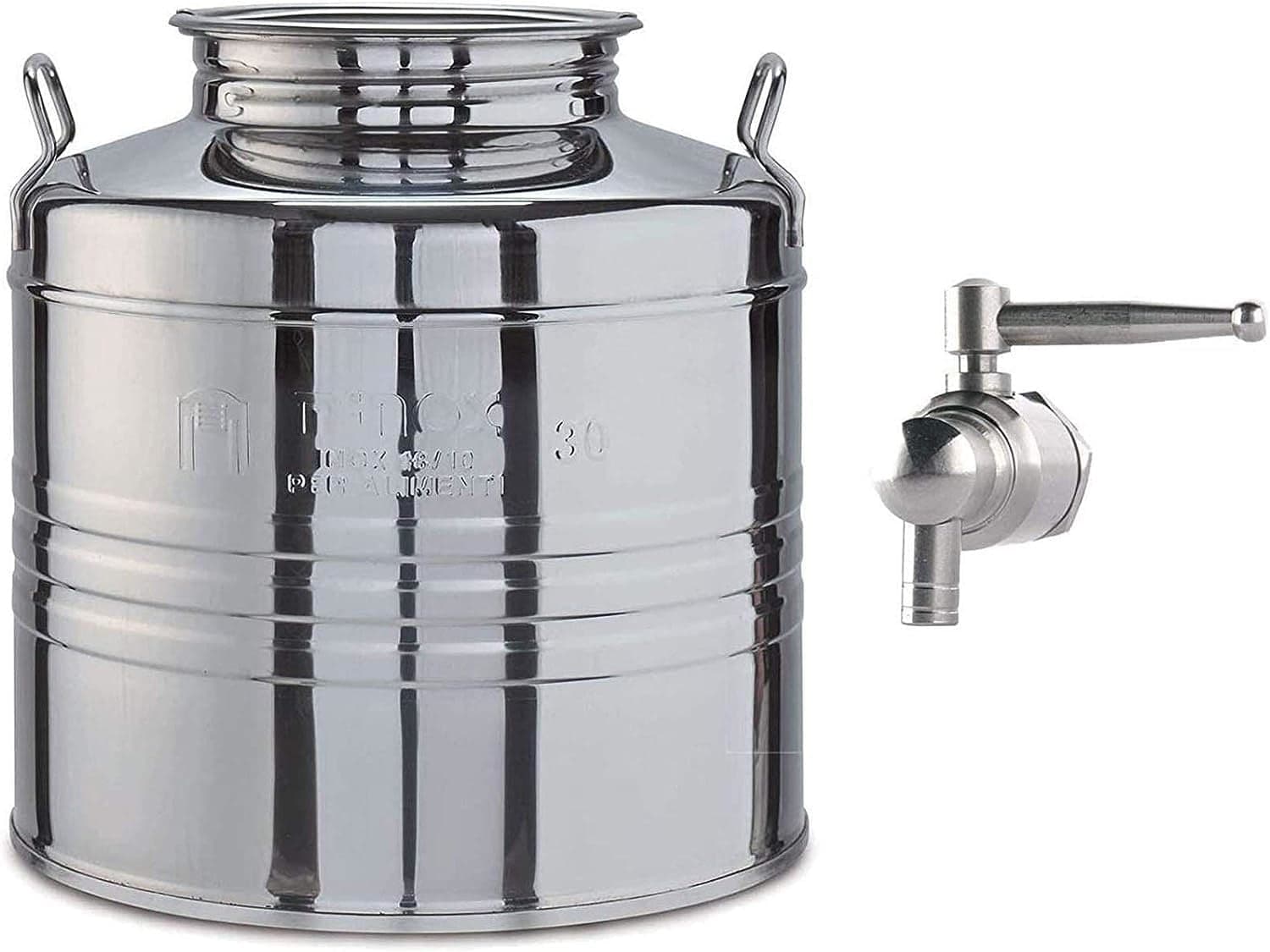 FUSTO OLIO INOX DA 30 LT + RUBINETTO ACCIAIO ANTIGOCCIA FER 269384 + 97611 in prodotto EuroStore07 - Alatri, commercioVirtuoso.it