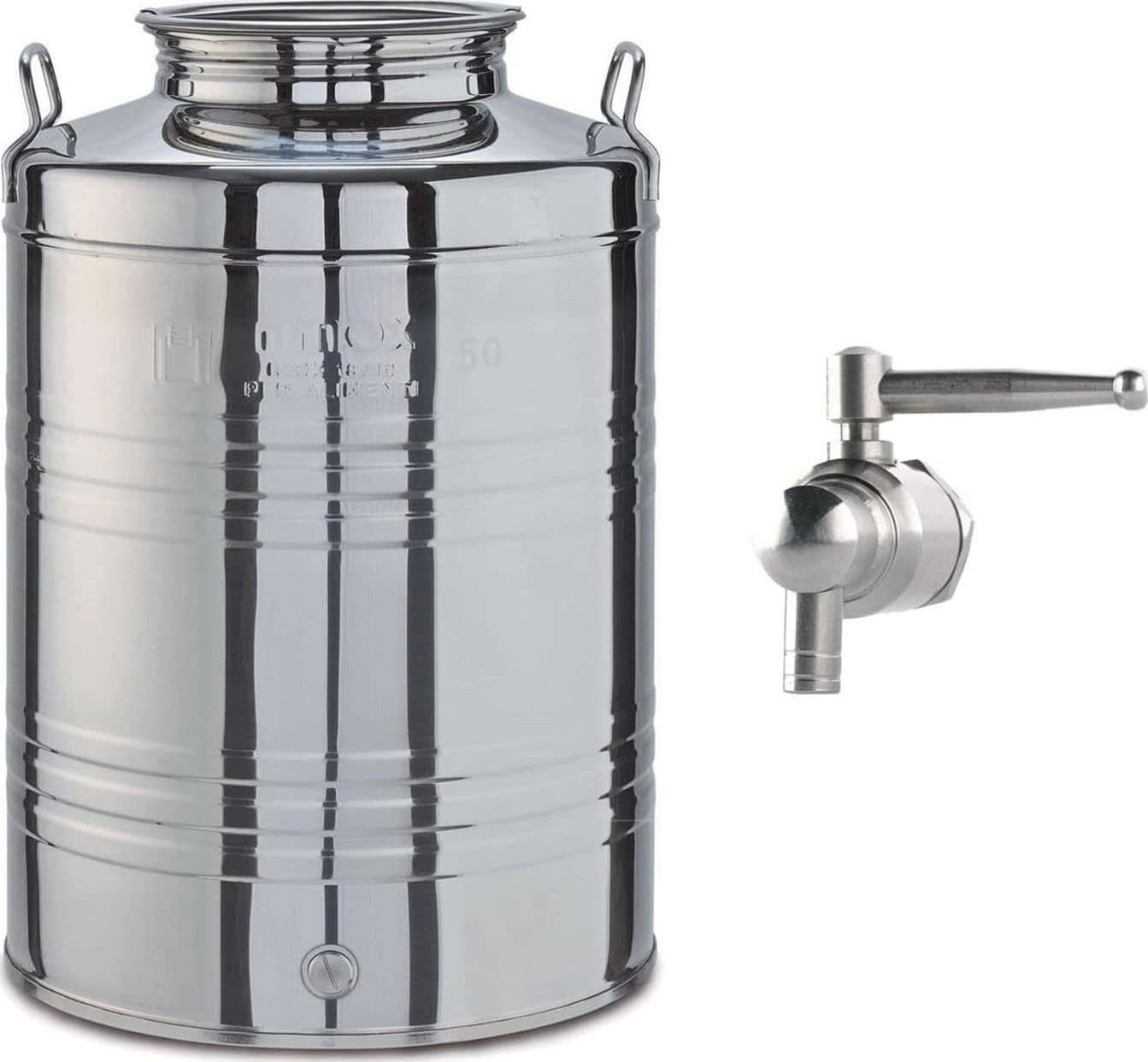 FUSTO OLIO INOX DA 50 LT + RUBINETTO ACCIAIO ANTIGOCCIA FER 269391+ 97611 in prodotto EuroStore07 - Alatri, commercioVirtuoso.it