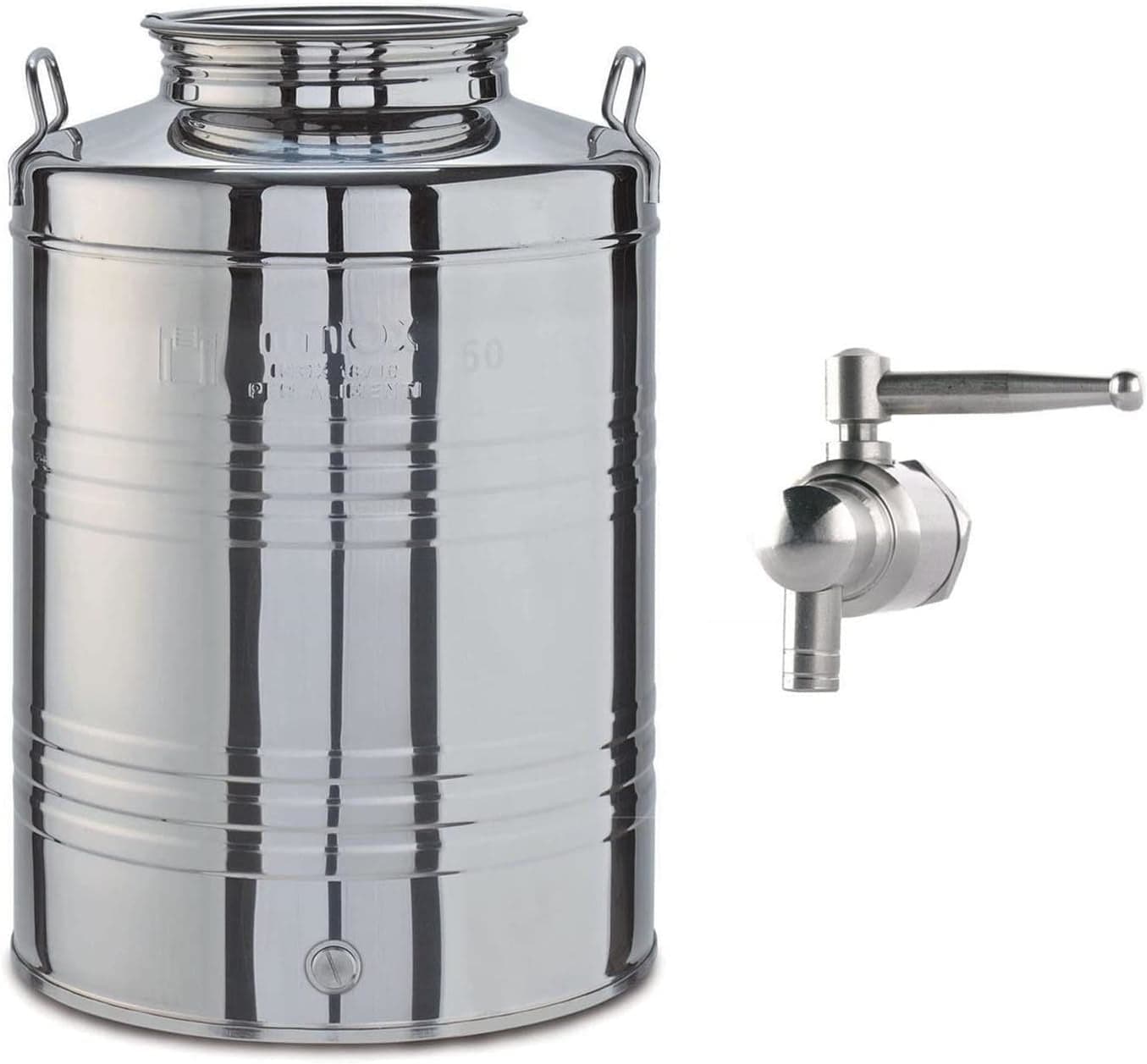 FUSTO OLIO INOX DA 50 LT + RUBINETTO ACCIAIO ANTIGOCCIA FER 269391+ 97611 in prodotto EuroStore07 - Alatri, commercioVirtuoso.it
