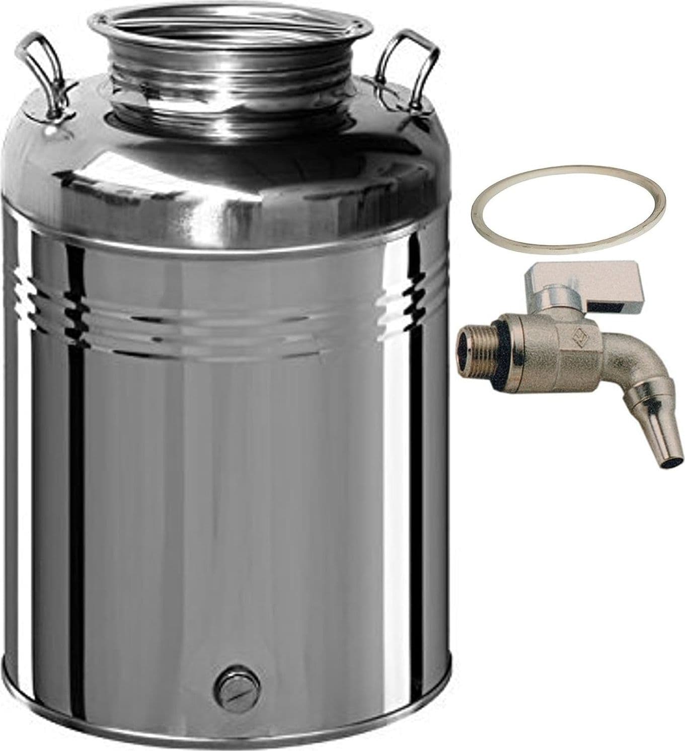 FUSTO OLIO INOX LT 50 + RUBINETTO -- - ø mm.375x580h. in prodotto EuroStore07 - Alatri, commercioVirtuoso.it