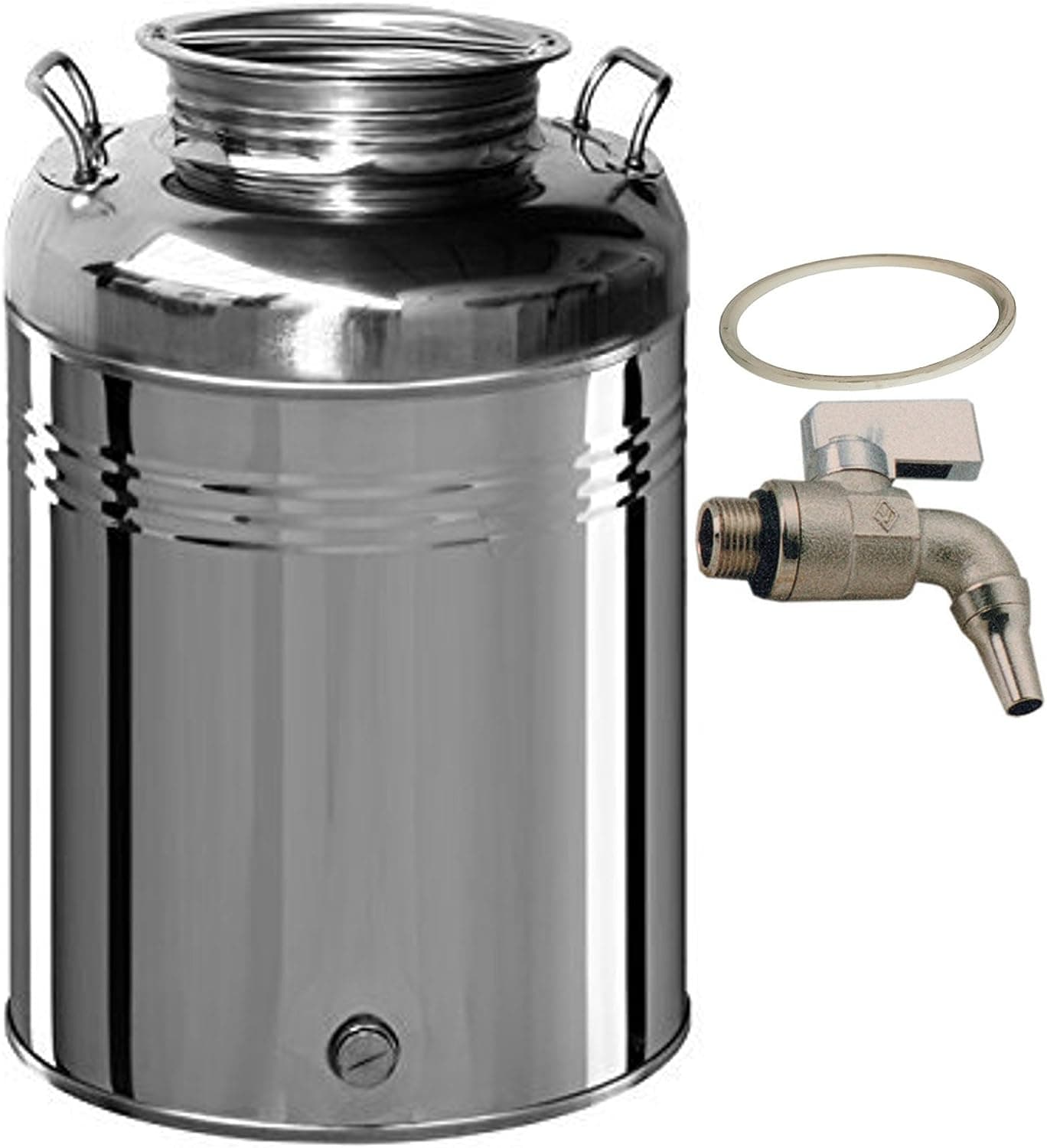 FUSTO OLIO INOX LT 50 + RUBINETTO -- - ø mm.375x580h. in prodotto EuroStore07 - Alatri, commercioVirtuoso.it