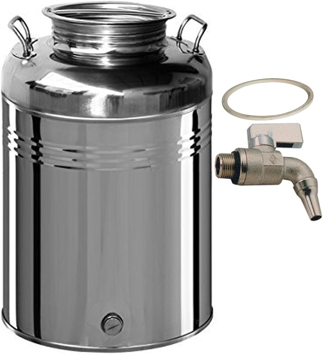 FUSTO OLIO INOX LT 30 + RUBINETTO -- - ø mm.310x480h in prodotto EuroStore07 - Alatri, commercioVirtuoso.it