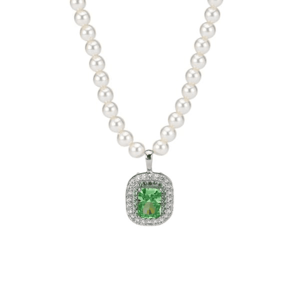 BOCCADAMO - Collana di perle con zircone quadrato verde smeraldo SOPHIE in Collane Alba Gioielli - Casoria, commercioVirtuoso.it