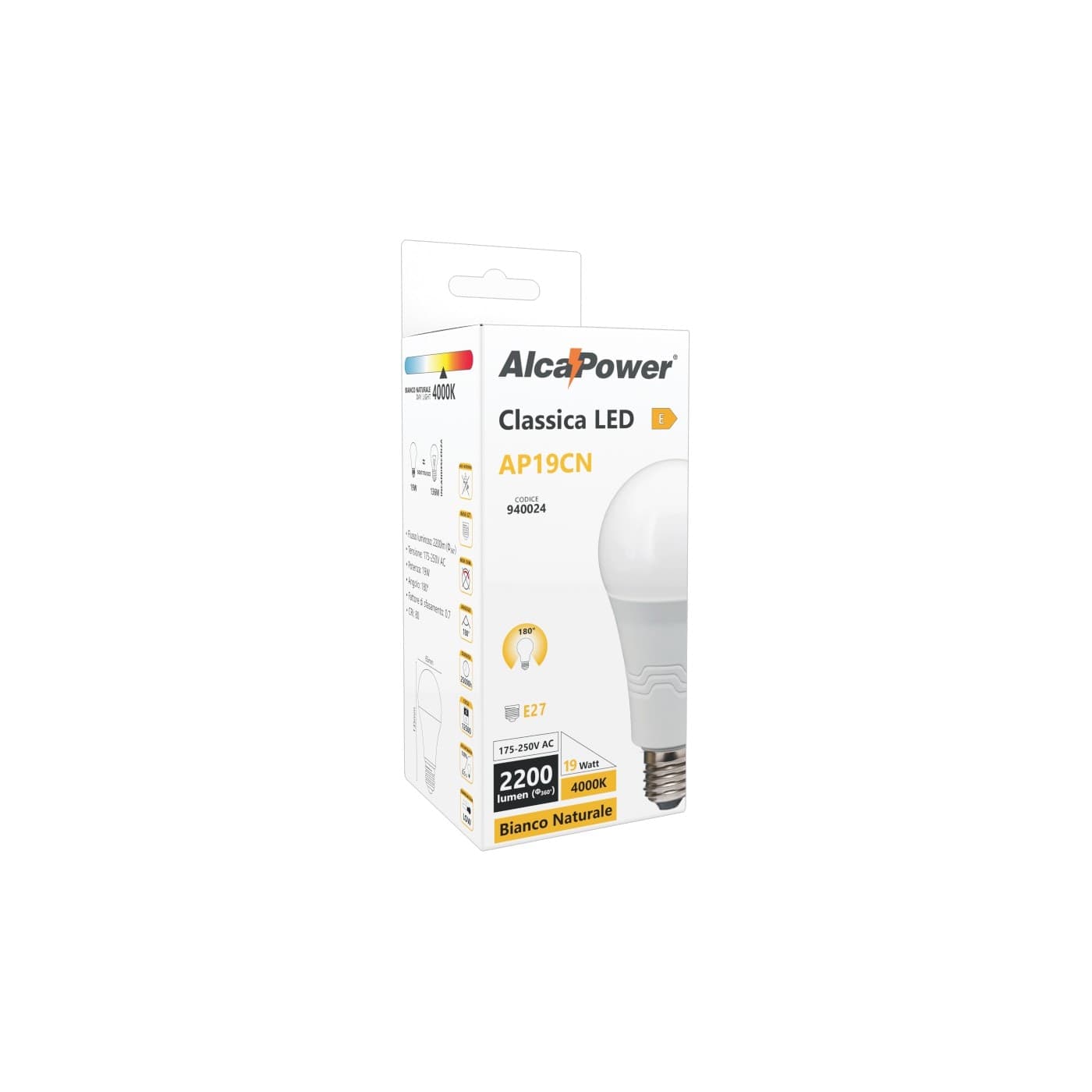 Alca Power A65 19W 175-250V 2200LM 4000K E27 lampada classica a led in Lampadine a LED Aloiserw.com - Altomonte, commercioVirtuoso.it