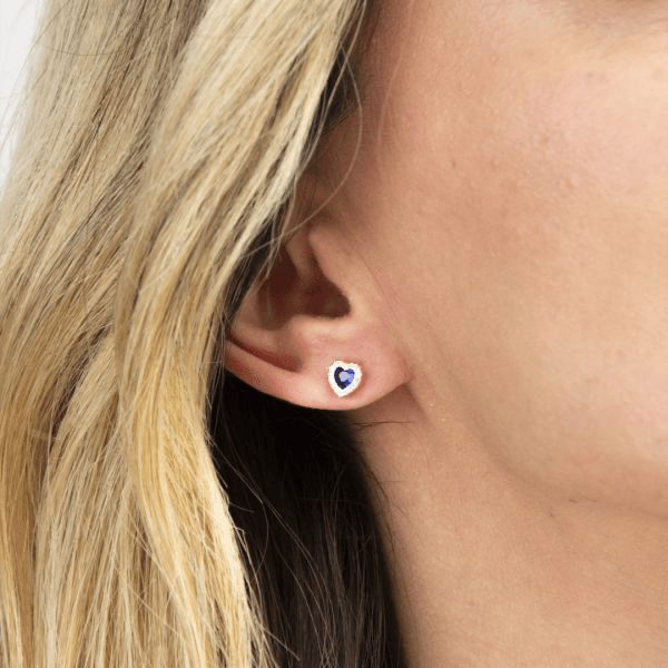 BOCCADAMO - Orecchini a lobo color oro rosa con zircone a cuore blu zaffiro e pavè di zirconi in Orecchini Alba Gioielli - Casoria, commercioVirtuoso.it