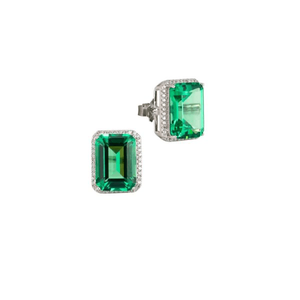 BOCCADAMO - Orecchini di zirconi rettangolari verde smeraldo in Orecchini Alba Gioielli - Casoria, commercioVirtuoso.it