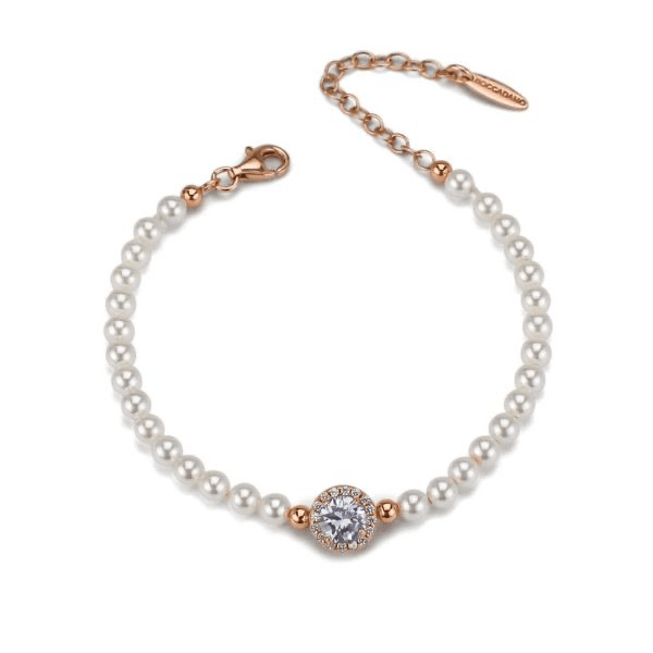 BOCCADAMO - Bracciale di perle con centrale tondo di zirconi bianchi in Bracciali Alba Gioielli - Casoria, commercioVirtuoso.it