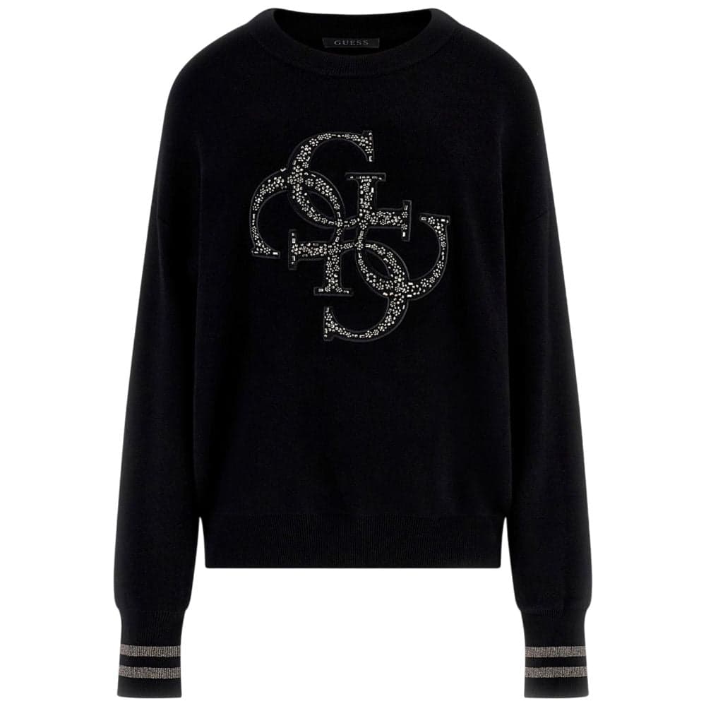 Guess maglione nero con logo borchie SYLVIE W5BR42Z26I2JBLK in Maglioni Prodotti di Classe - Nocera Superiore, commercioVirtuoso.it