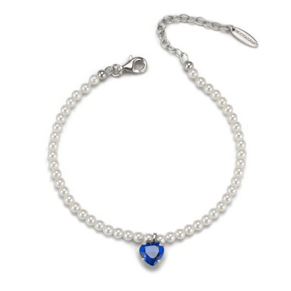BOCCADAMO  -  Bracciale di perle con cuore blu