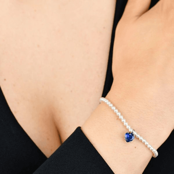BOCCADAMO  -  Bracciale di perle con cuore blu in Bracciali Alba Gioielli - Casoria, commercioVirtuoso.it