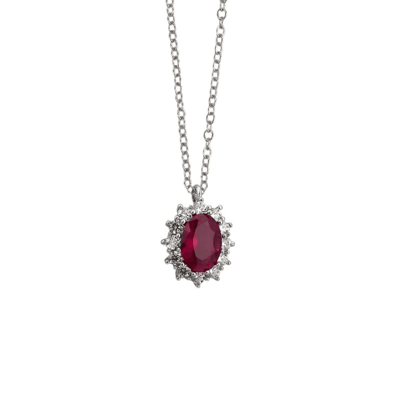 BOCCADAMO -  Collana a cestello di zirconi e zircone rosso rubino