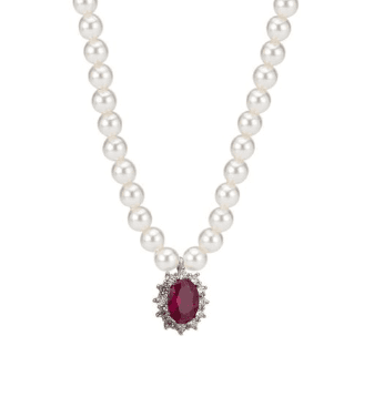BOCCADAMO - Collana di perle con zircone fiore rosso rubino SOPHIE in Collane Alba Gioielli - Casoria, commercioVirtuoso.it