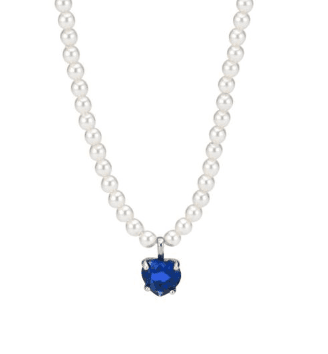 BOCCADAMO - Collana di perle con cuore blu SOPHIE