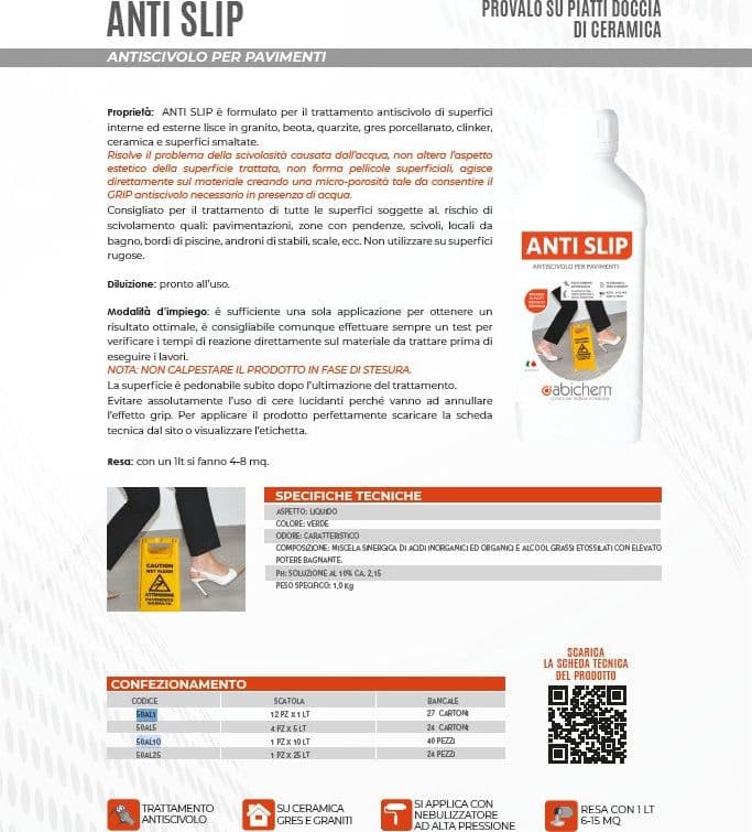 Abichem 1lt ANTI SLIP antiscivolo per pavimenti e piatti doccia in Tappetini Aloiserw.com - Altomonte, commercioVirtuoso.it
