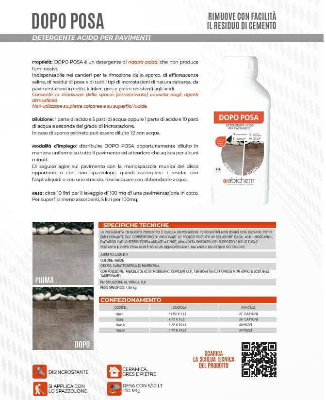 Abichem 1lt DOPO POSA detergente acido per pavimenti in Detergenti per pavimento Aloiserw.com - Altomonte, commercioVirtuoso.it