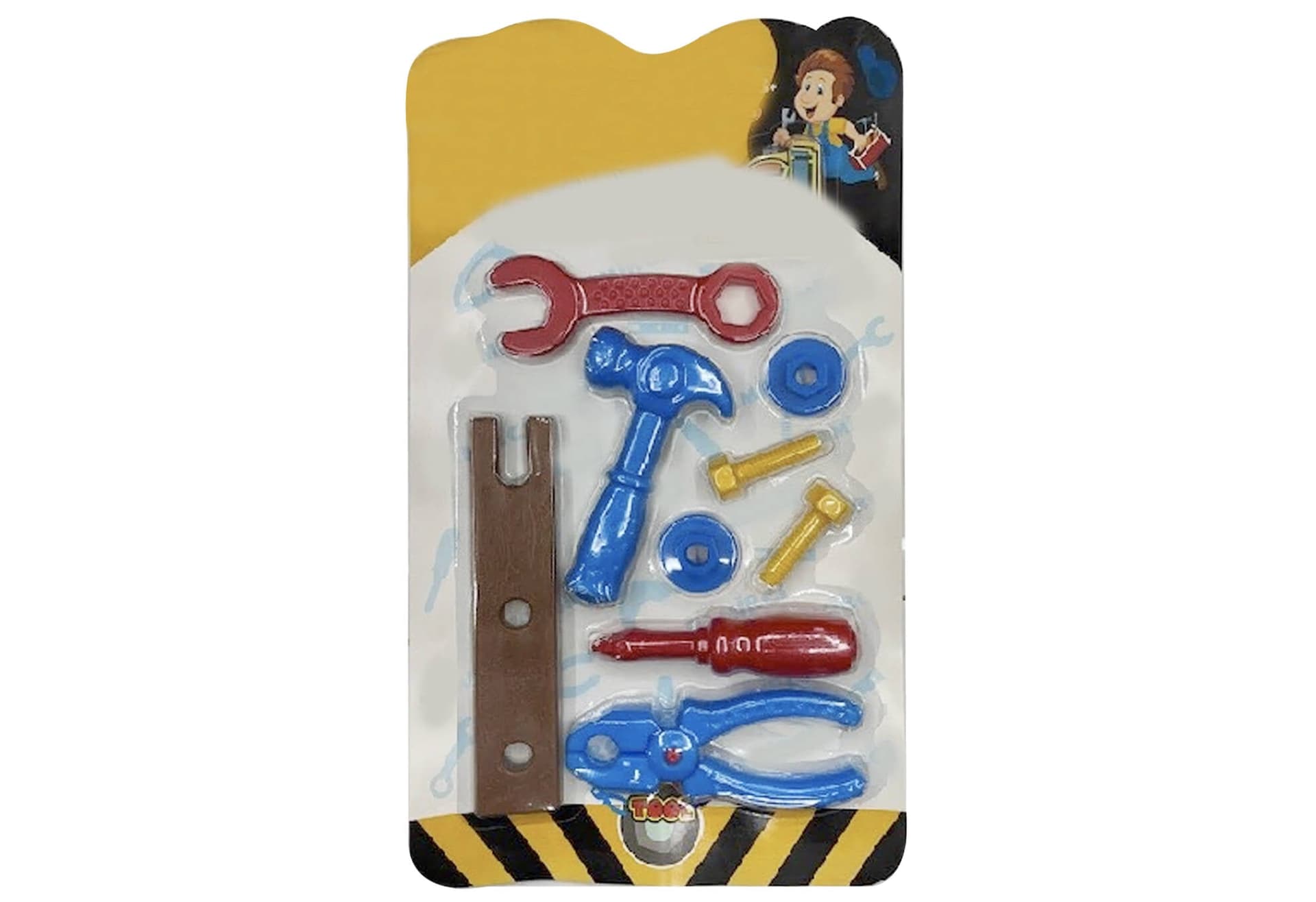 Set attrezzi da lavoro 9 pezzi in blister.