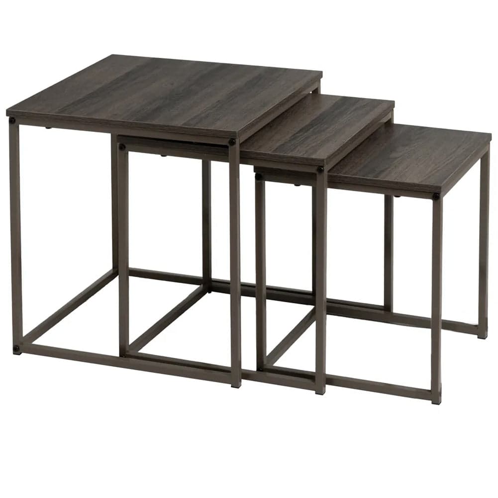 Set 3 Tavolini ad Incastro Industrial da Salotto Caffè Salvaspazio Legno Grigio in Tavolini sovrapponibili Esplodia - Napoli, commercioVirtuoso.it