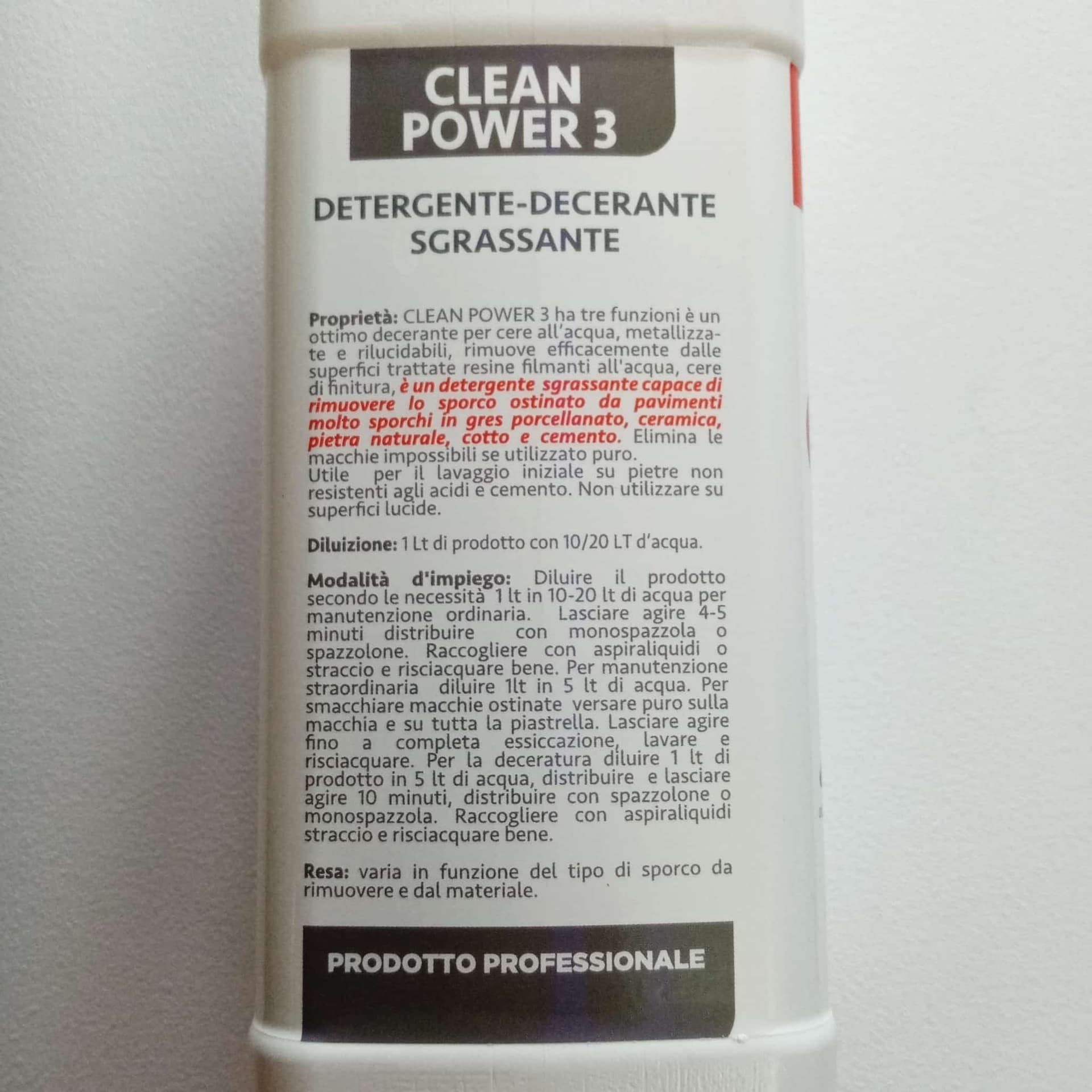 Abichem 1lt CLEAN POWER detergente-decerante sgrassante in Detergenti per pavimento Aloiserw.com - Altomonte, commercioVirtuoso.it