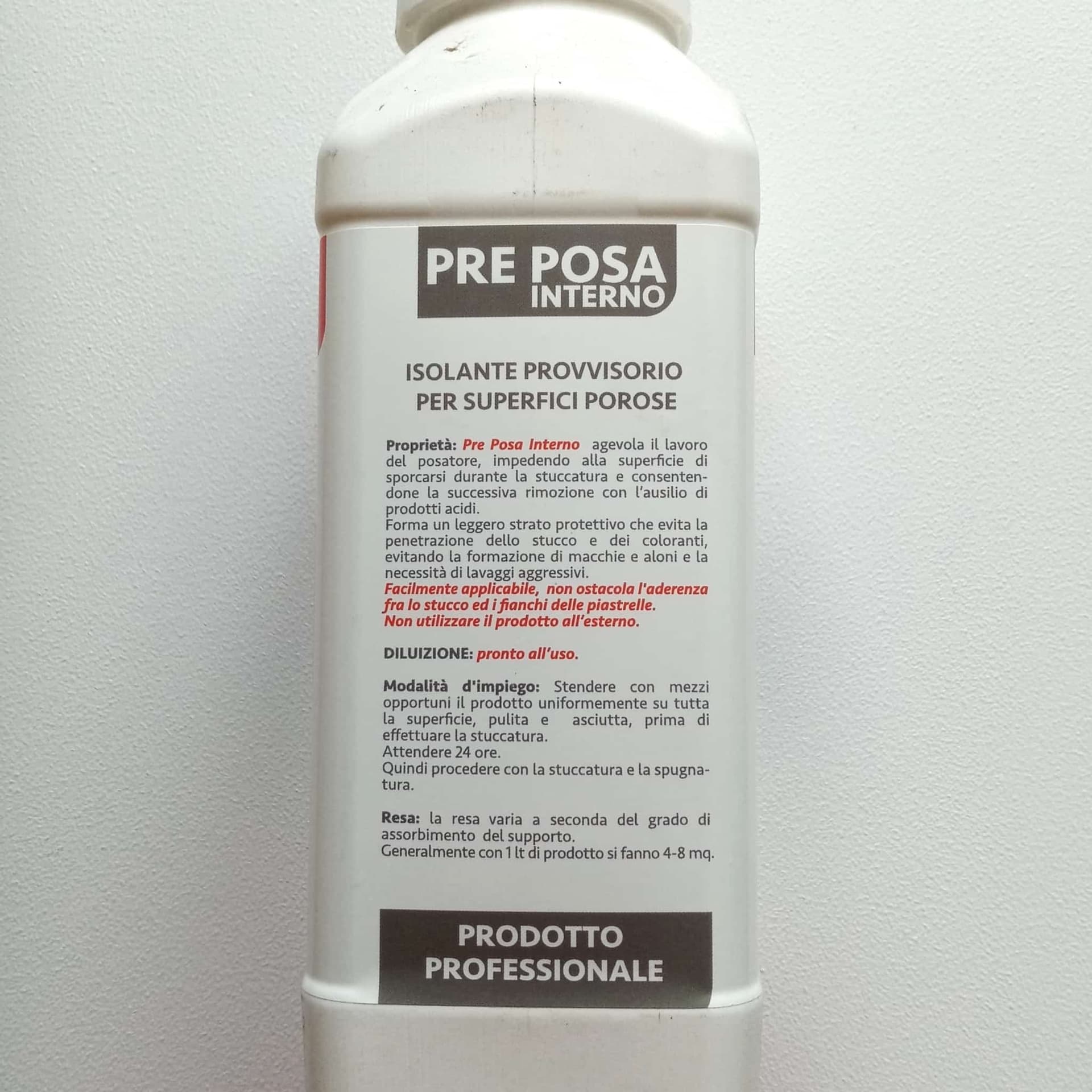 Abichem 1lt PRE POSA interno isolante provvisorio per superfici porose in Sigillanti Aloiserw.com - Altomonte, commercioVirtuoso.it