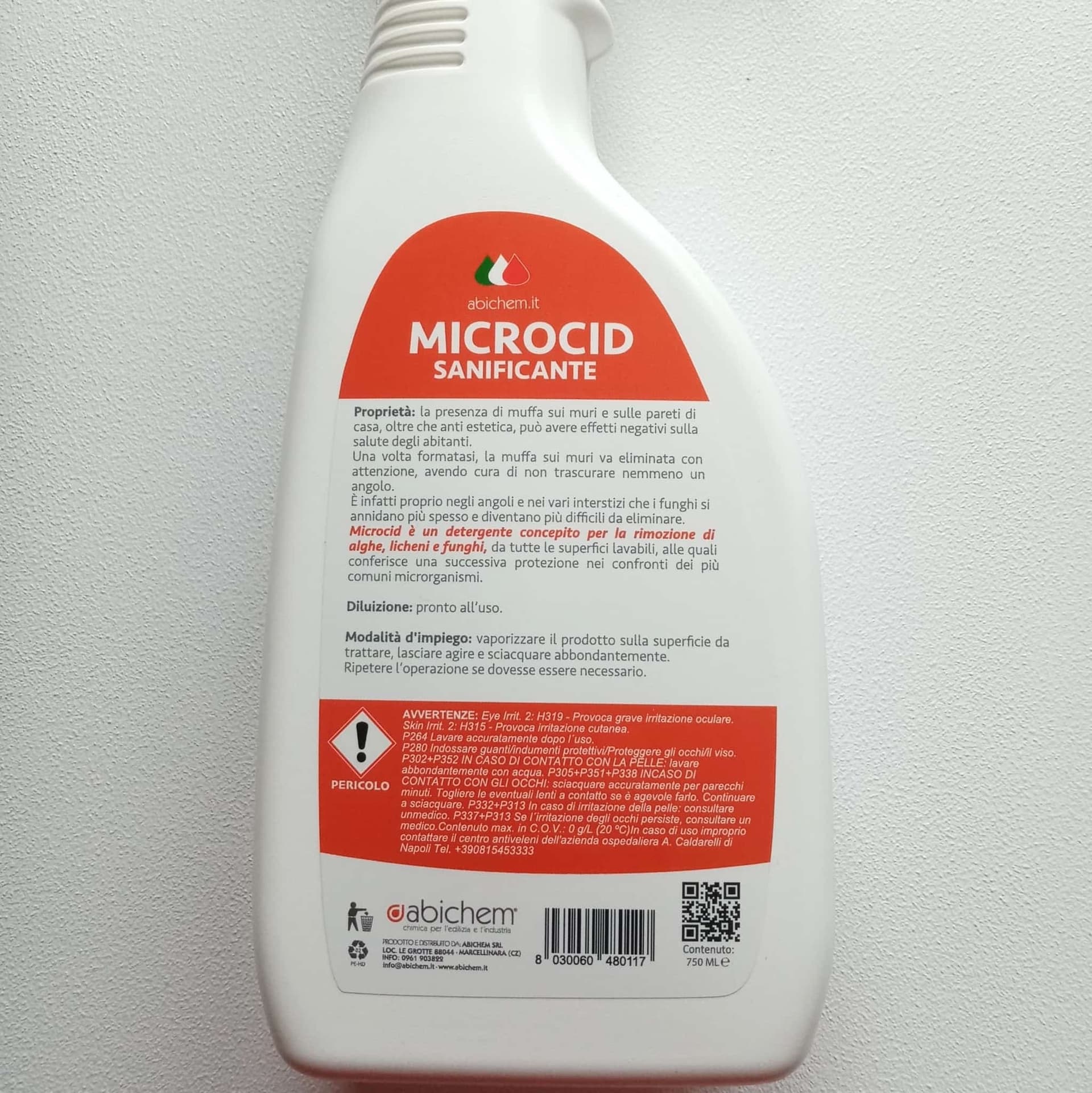 Abichem 1lt MICROCID sanificante per muri e pareti per la rimozione della muffa in Prodotti antimuffa Aloiserw.com - Altomonte, commercioVirtuoso.it