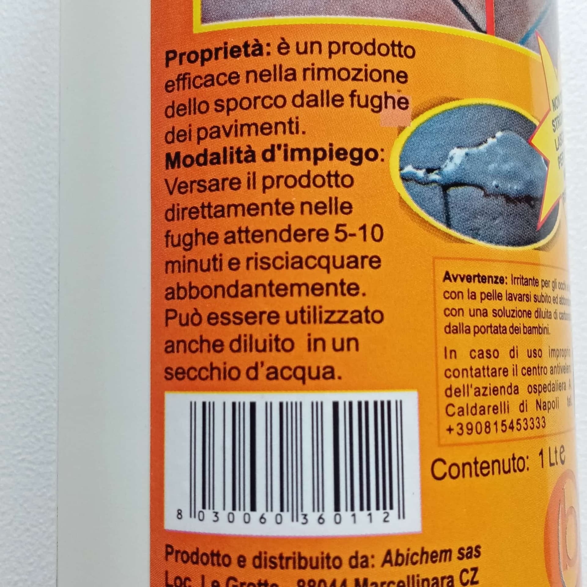Abichem 1lt PULISTRISCE detergente per la pulizia e il rinnovo per le fughe dei pavimenti in Detergenti multiuso Aloiserw.com - Altomonte, commercioVirtuoso.it
