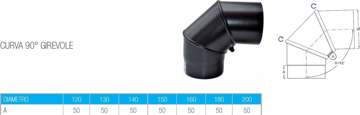 Curva a 90 gradi girevole da 180mm per stufa a legna in Tubi di scarico Aloiserw.com - Altomonte, commercioVirtuoso.it