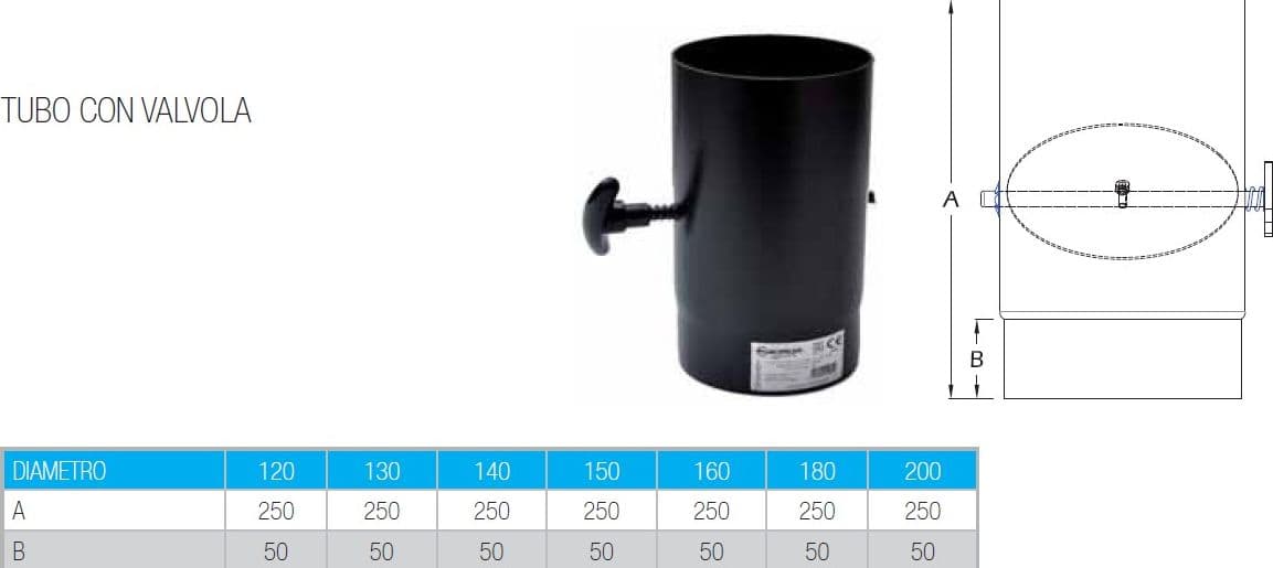 Manicotto con valvola da 140mm per stufa a legna in Tubi di scarico Aloiserw.com - Altomonte, commercioVirtuoso.it