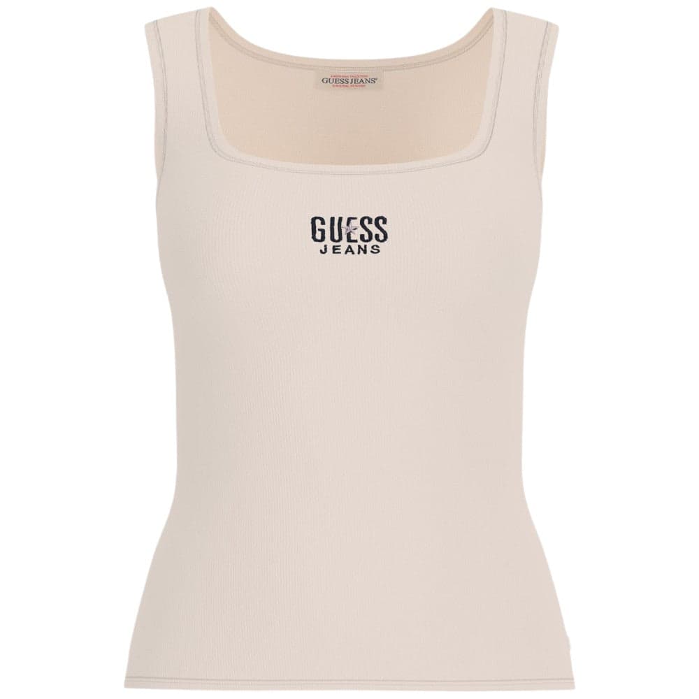 Guess Jeans top slim canotta crema Tank W4BP43 KA0H1