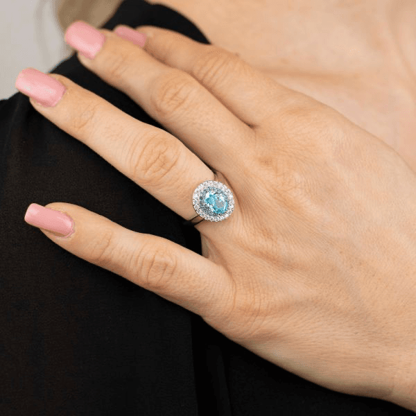 BOCCADAMO -   Anello con ovale di zirconi acquamarina in Anelli Alba Gioielli - Casoria, commercioVirtuoso.it