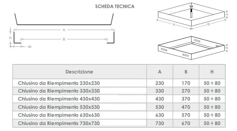 Sigillo 430 x 430 x H 80mm chiusino di acciaio inox leggero da riempimento in Placche per porte Aloiserw.com - Altomonte, commercioVirtuoso.it
