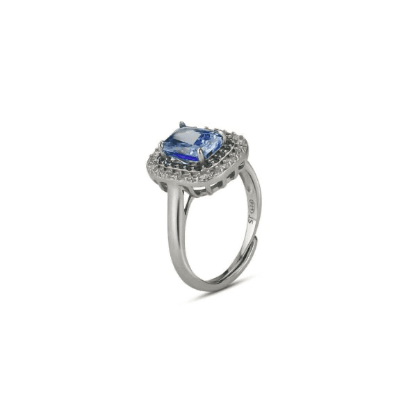 BOCCADAMO -   Anello con quadrato di zirconi blu zaffiro