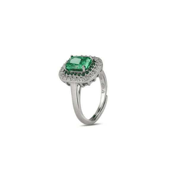BOCCADAMO - Anello con quadrato di zirconi verde smeraldo in Anelli Alba Gioielli - Casoria, commercioVirtuoso.it