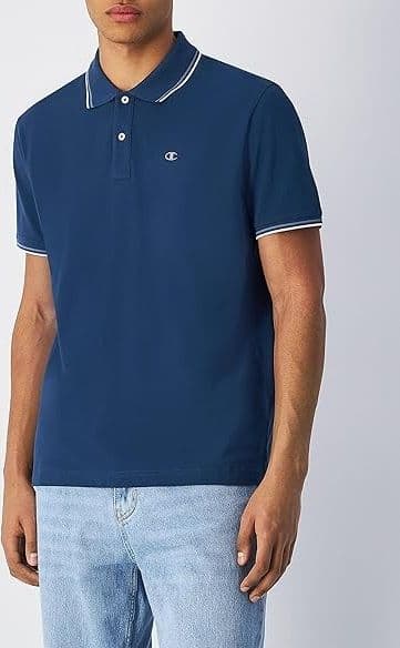 Champion POLO M/M Light Cotton Pique uomo Cotone blu in Polo 3A Moda Mare Sport - Bellaria Igea Marina, commercioVirtuoso.it