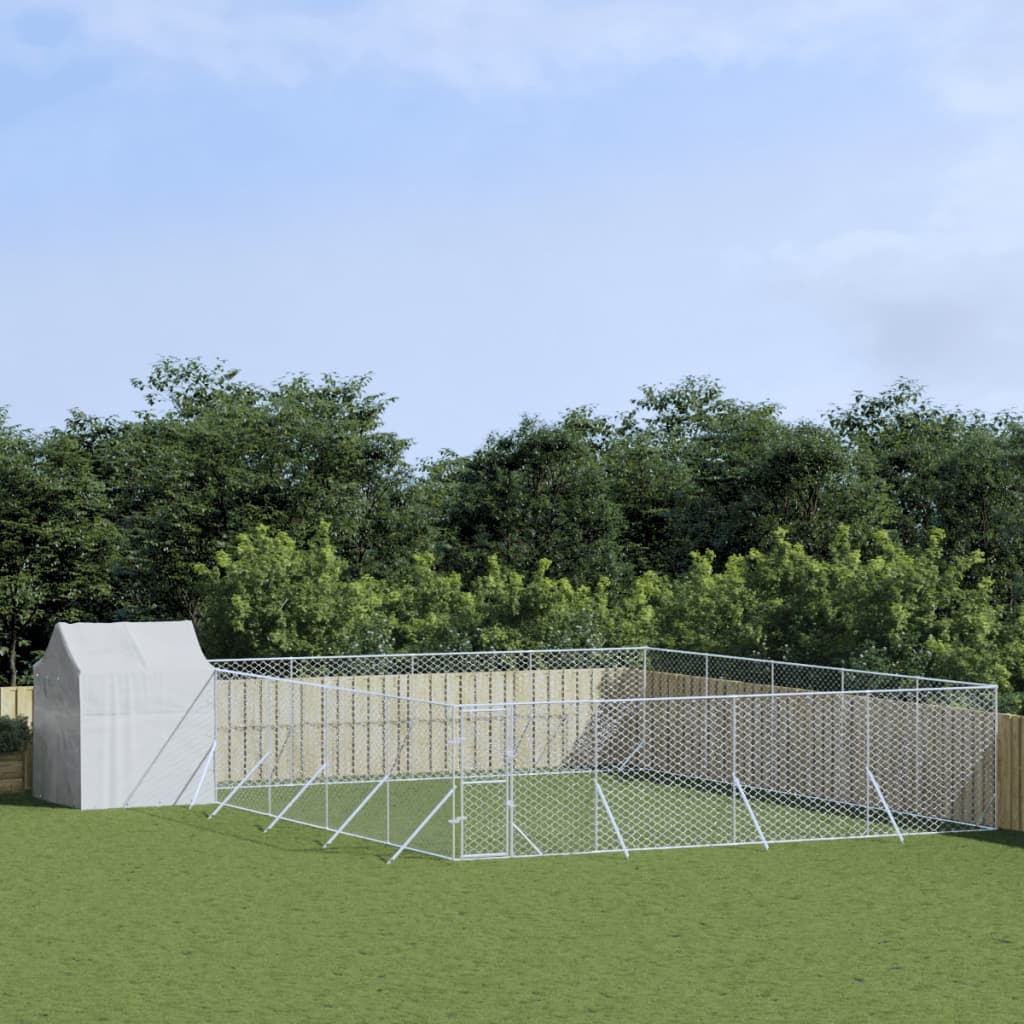 Cuccia per Cani Gatti Box da Esterno Tetto Acciaio Zincato Argento 10x10x2,5m