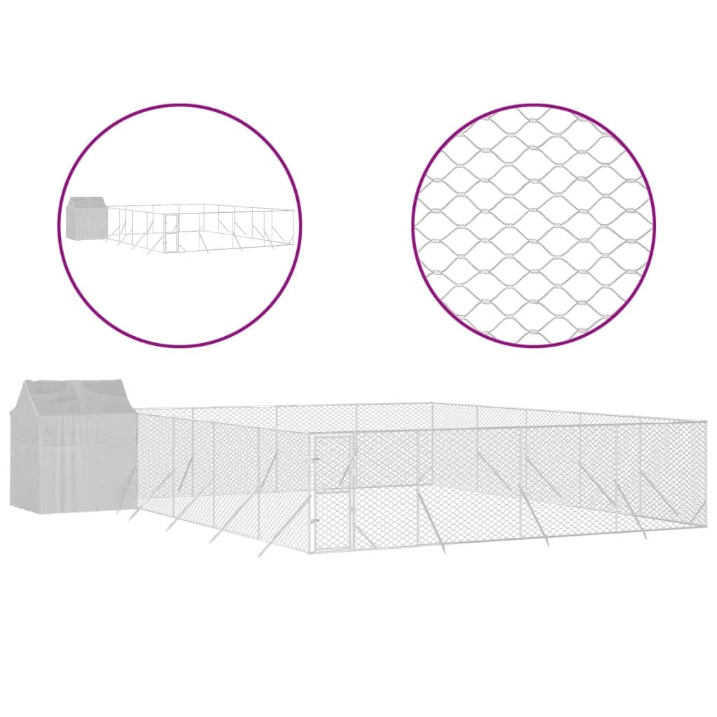 Cuccia per Cani Gatti Box da Esterno Tetto Acciaio Zincato Argento 10x10x2,5m in Casette per cani Esplodia - Napoli, commercioVirtuoso.it