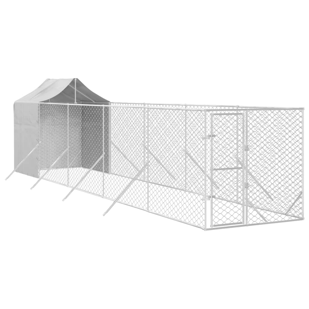 Cuccia per Cani Gatti Recinto da Esterno Tetto Argento 2x10x2,5m Acciaio Zincato in Casette per cani Esplodia - Napoli, commercioVirtuoso.it