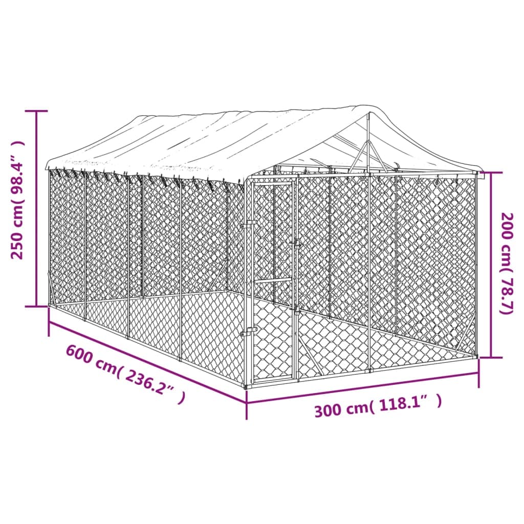 Cuccia per Cani Gati da Esterno Tetto Argento 3x6x2,5 m Acciaio Zincato in Casette per cani Esplodia - Napoli, commercioVirtuoso.it