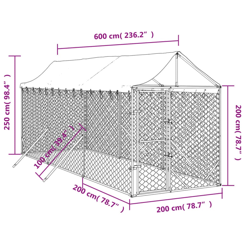 Cuccia Per Cani Gatti da Esterno Tetto Argento Acciaio Zincato 2x6x2,5 m in Casette per cani Esplodia - Napoli, commercioVirtuoso.it