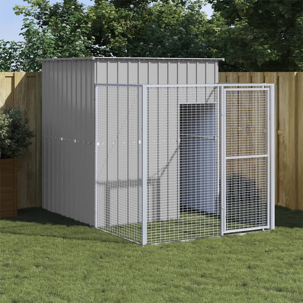 Cuccia Casetta per Cani Gatti Corsa Grigio Chiaro 165x251x181 cm Acciaio Zincato