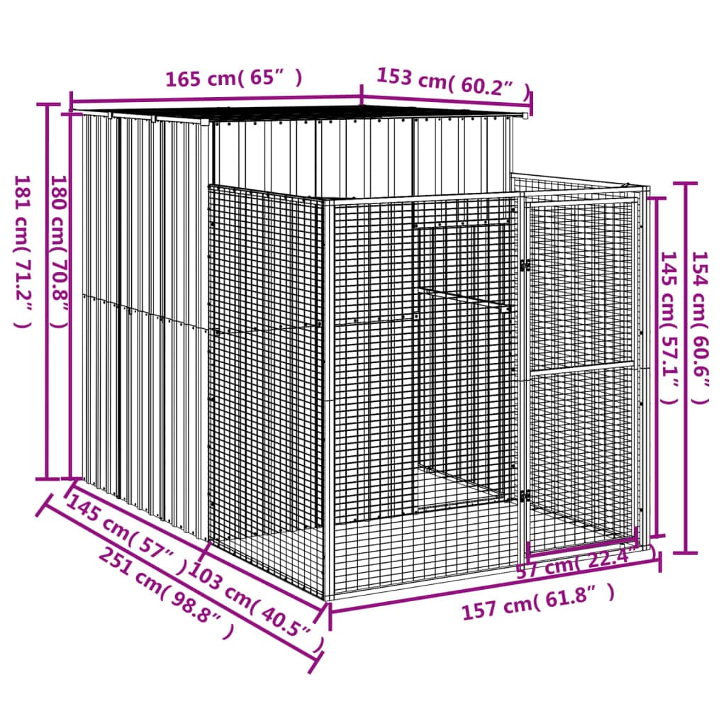 Cuccia Casetta per Cani Gatti Corsa Grigio Chiaro 165x251x181 cm Acciaio Zincato in Casette per cani Esplodia - Napoli, commercioVirtuoso.it
