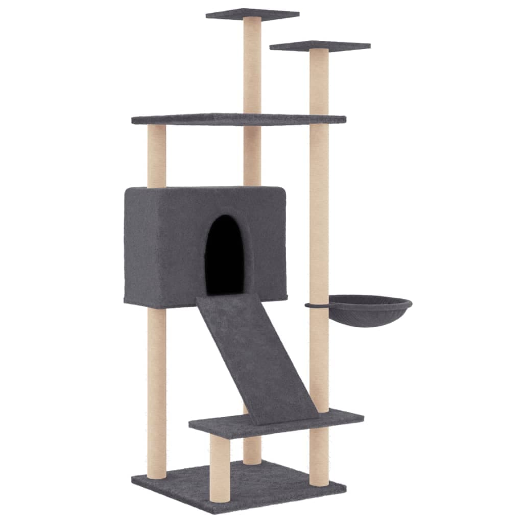 Albero per Gatti con Tiragraffi Multilivello in Sisal Grigio Scuro 153 cm in Alberi tiragraffi Esplodia - Napoli, commercioVirtuoso.it